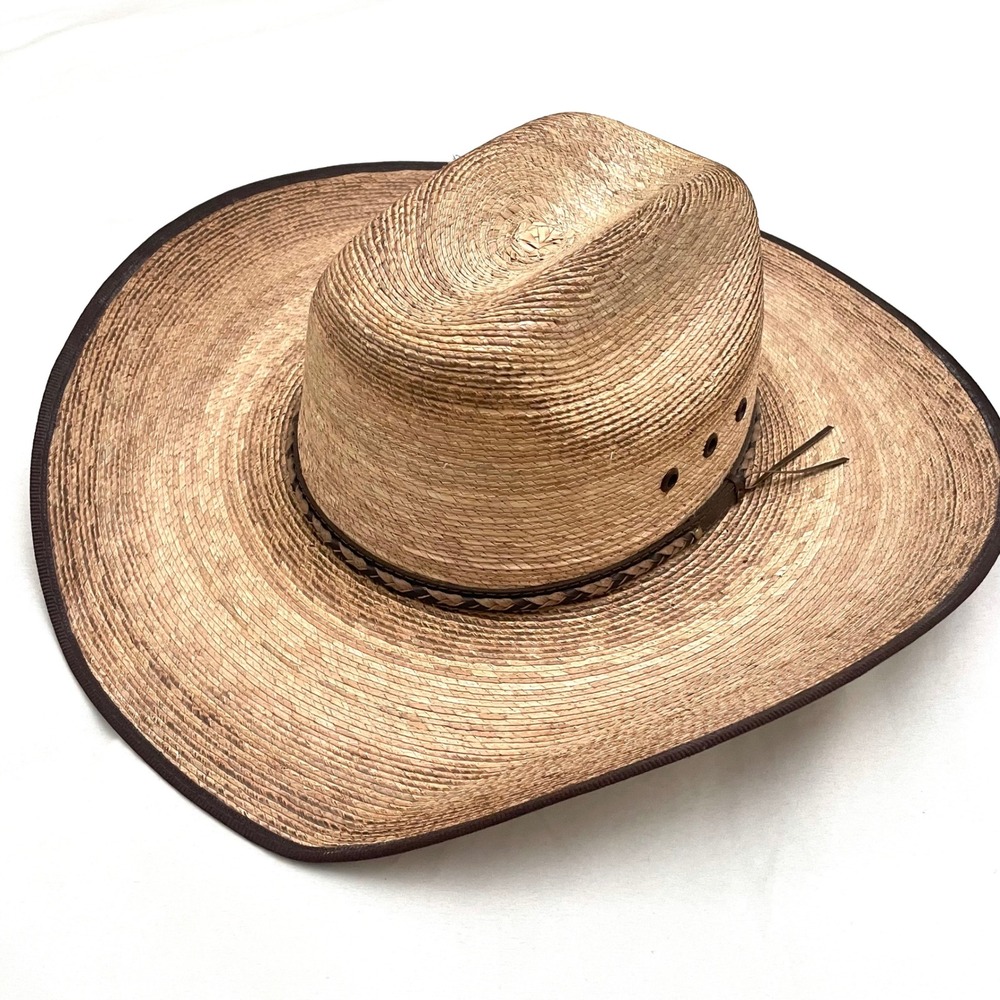 Resistol Cowboy Hat Mens 7 1/2 Tan Brady B Genuine Mexican Palm Straw Western